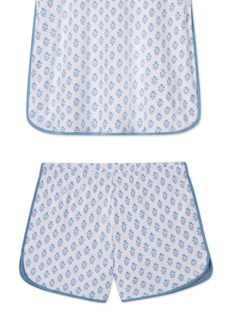 LAKE pima long short set in boxwood posy in serene blue
